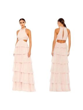 Mac Duggal Maxi Dress Size 6 Pink Ruffled
